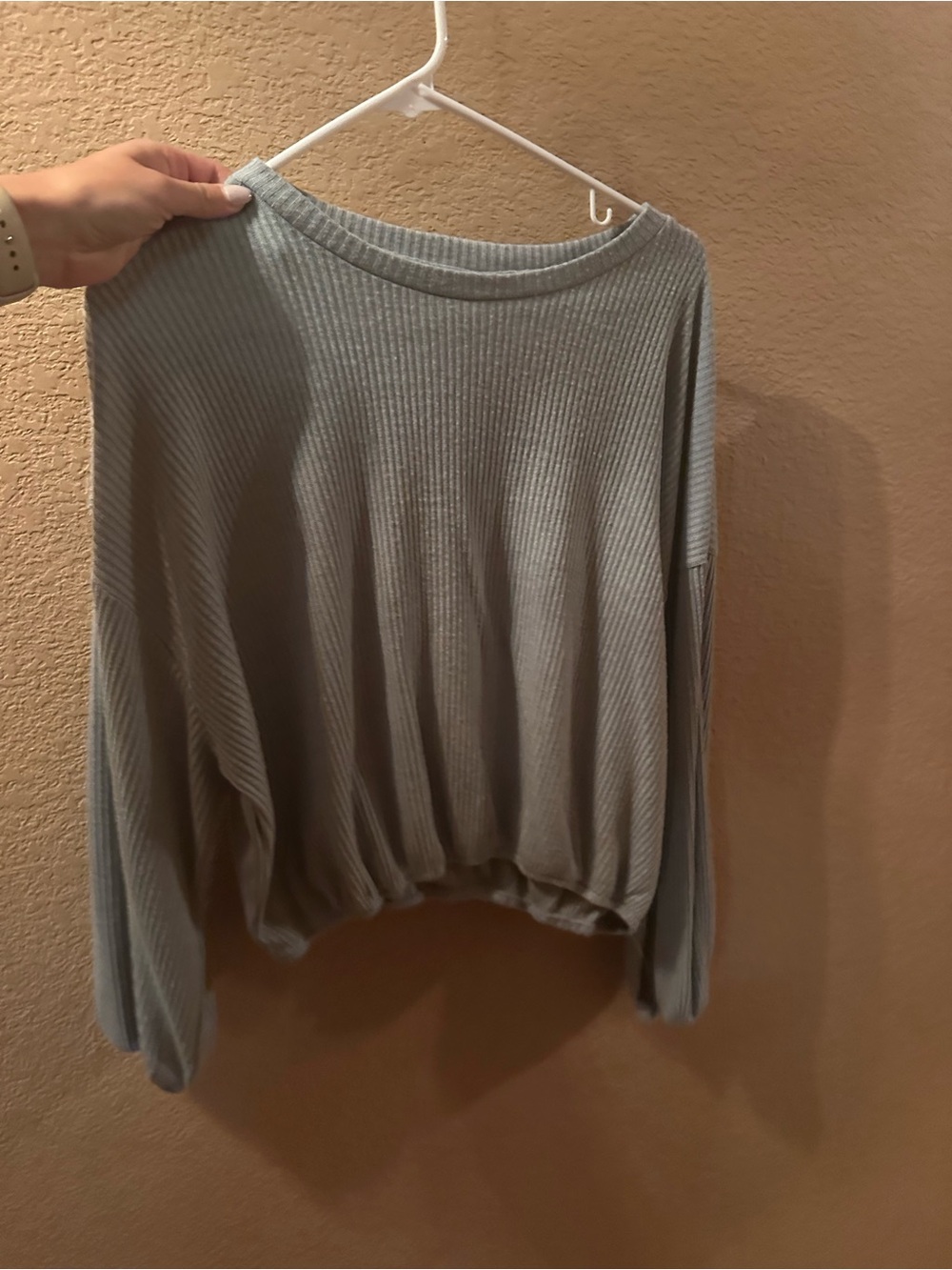 Wishlist Light Blue Ribbed Scoop Neck Pullover